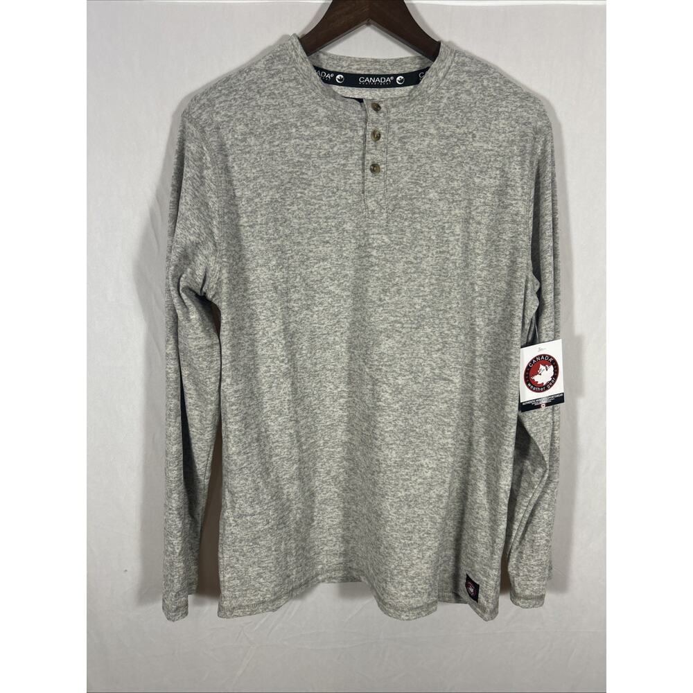 Canada Weathergear Men’s Gray Long Sleeve Henley Shirt Size Medium Casual